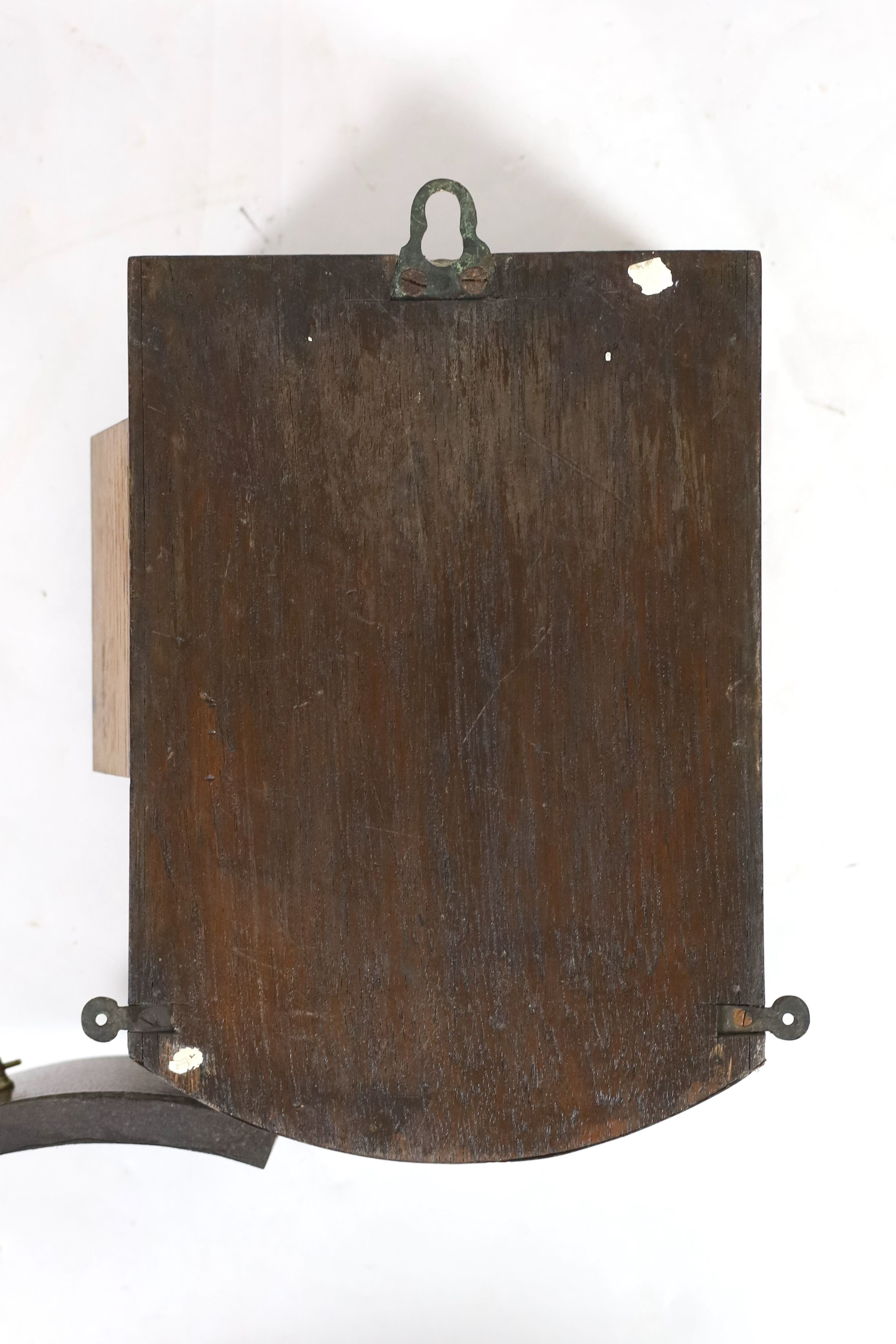 E. White, 20 Cockspur Street, London. A late Victorian oak cased wall timepiece, diameter 38cm